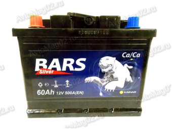 АКБ  6 СТ- 60 п.п. (+-)  Bars Silver   242х175х190   (EN 500)  индикатор