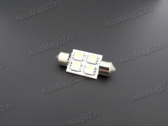 Лампа салонная / ном. знака 12В SV8,5  C 5W  36мм СВЕТОДИОД T11x36  4SMD  МАЯК