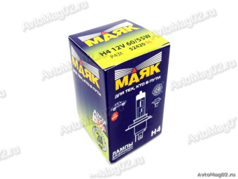 Лампа H4 12V  60/55W  +30%  МАЯК Super Light  52420SL