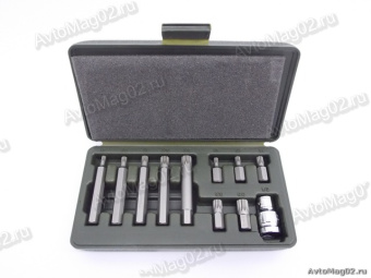 Набор вставок Spline 3/8"  11пр. (дл. 30, 75мм + перех. 1/2") Дело Техники 626791