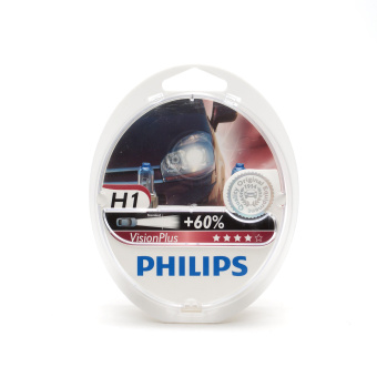 Лампа H1 12V  55W  +60%   PHILIPS  Vision Plus  (пл. бокс, 2шт)