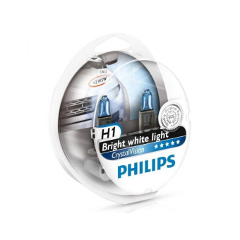 Лампа H1 12V  55W   PHILIPS  Cristal Vision 12258CV  (2шт + 2 W5W)