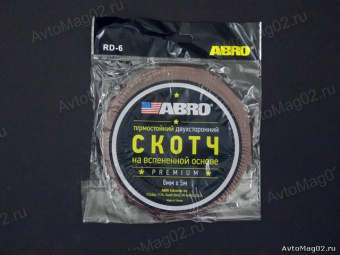 Скотч двухсторонний 06мм 5м   ABRO красный RD-6-5M