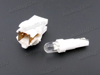 Лампа приборная 12В W 1,2W с патроном (BAX8.7d, СВЕТОДИОД) T5  1Led  МАЯК  WHITE (бел)