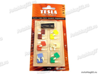 Предохранители  MINI (на иномарки) (штек., 12шт)  TESLA   F 116  Mini (с пинцетом)