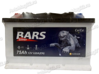 АКБ  6 СТ- 75 п.п. (+-)  Bars Silver   278х175х190   (EN 620)  индикатор