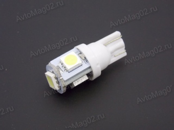 Лампа безцокольная 12В  5 Вт (W2.1x9.5d, W5W СВЕТОДИОД)  T10 4led-SMD WHITE (бел.) SL