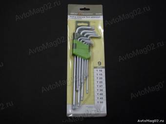 Набор ключей TORX  (звезда)   9шт  ДT 563592  с отверстием  длинные