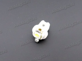 Лампа приборная 12В W 1,2W с патроном (BAX8.7d, СВЕТОДИОД) T5 1SMD МАЯК  WHITE (белый)