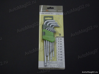 Набор ключей TORX  (звезда)   9шт  ДT 563591  с отверстием