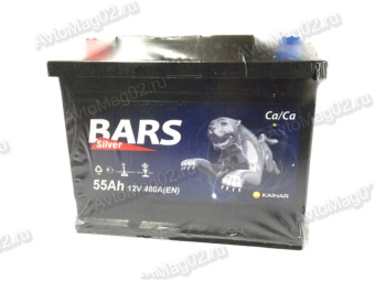 АКБ  6 СТ- 55 п.п. (+-)  Bars Silver   242х175х190   (EN 480)  индикатор